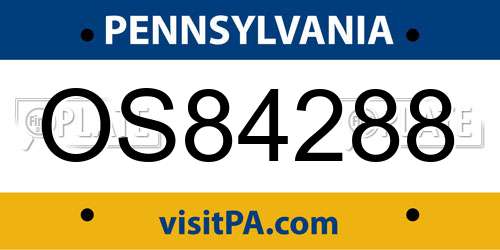 OS84288 Pennsylvania License Plate