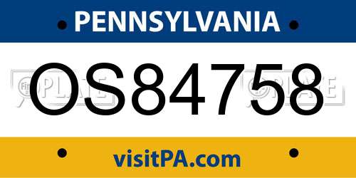 OS84758 Pennsylvania License Plate