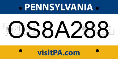 OS8A288 Pennsylvania License Plate