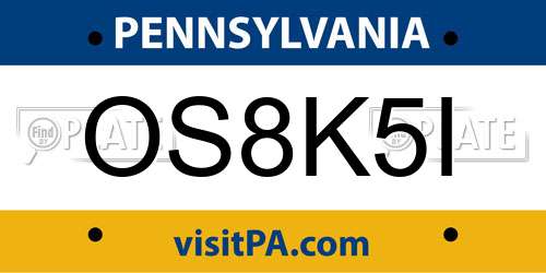 OS8K5I Pennsylvania License Plate