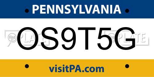 OS9T5G Pennsylvania License Plate