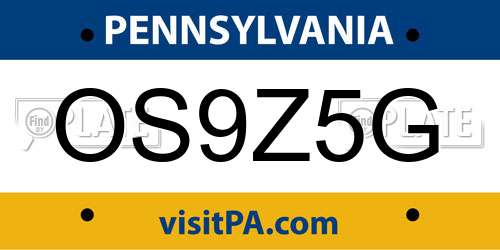OS9Z5G Pennsylvania License Plate