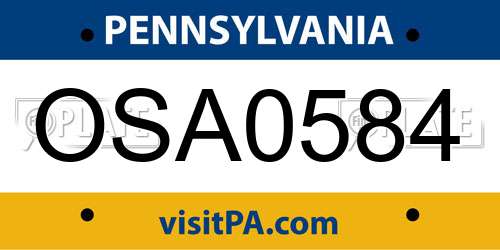 OSA0584 Pennsylvania License Plate