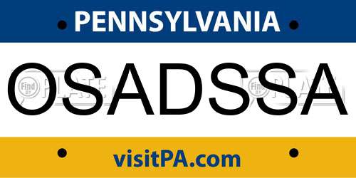OSADSSA Pennsylvania License Plate