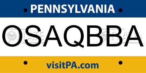 OSAQBBA Pennsylvania License Plate