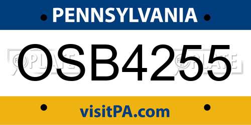 OSB4255 Pennsylvania License Plate