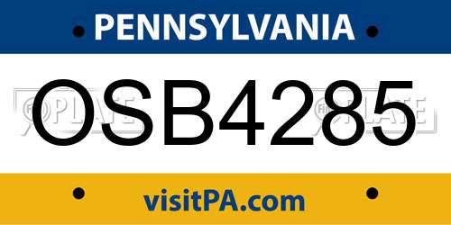 OSB4285 Pennsylvania License Plate