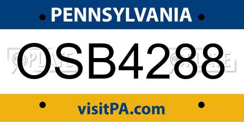 OSB4288 Pennsylvania License Plate