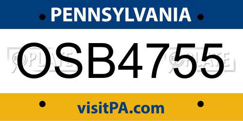 OSB4755 Pennsylvania License Plate