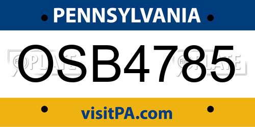 OSB4785 Pennsylvania License Plate