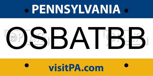 OSBATBB Pennsylvania License Plate