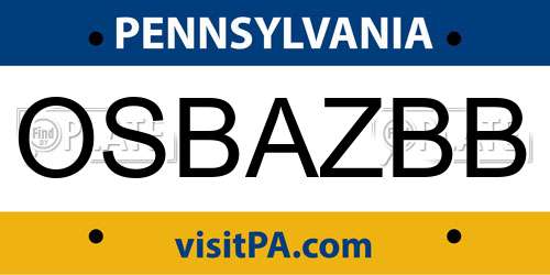 OSBAZBB Pennsylvania License Plate