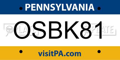 OSBK81 Pennsylvania License Plate
