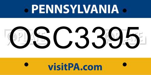 OSC3395 Pennsylvania License Plate