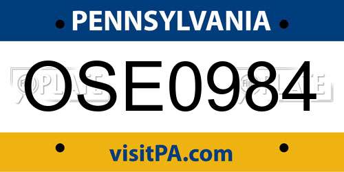 OSE0984 Pennsylvania License Plate