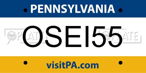 OSEI55 Pennsylvania License Plate