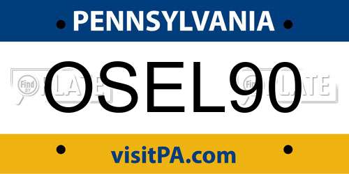 OSEL90 Pennsylvania License Plate