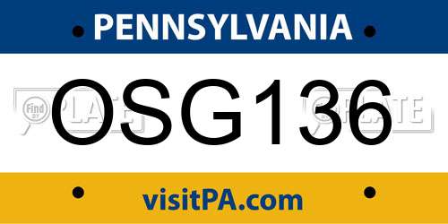 OSG136 Pennsylvania License Plate