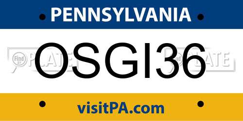 OSGI36 Pennsylvania License Plate