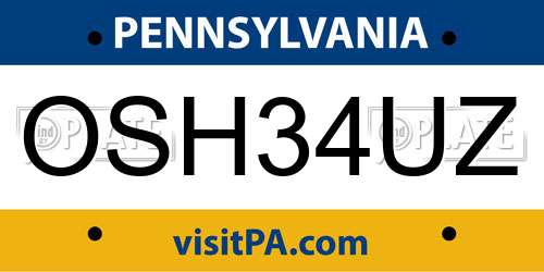 OSH34UZ Pennsylvania License Plate