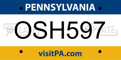 OSH597 Pennsylvania License Plate