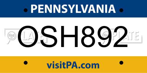 OSH892 Pennsylvania License Plate