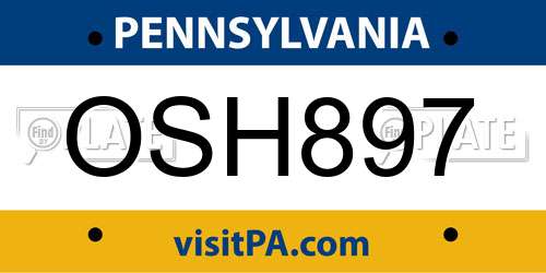 OSH897 Pennsylvania License Plate