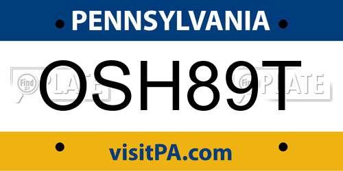 OSH89T Pennsylvania License Plate
