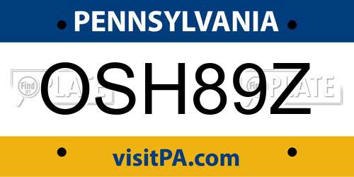 OSH89Z Pennsylvania License Plate