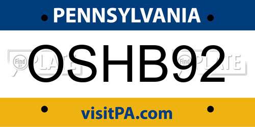 OSHB92 Pennsylvania License Plate