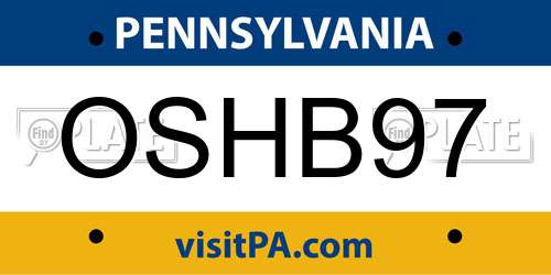 OSHB97 Pennsylvania License Plate