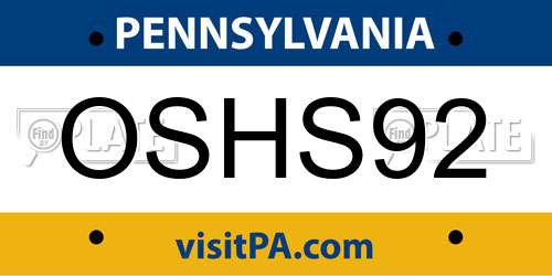 OSHS92 Pennsylvania License Plate