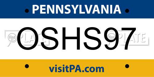 OSHS97 Pennsylvania License Plate