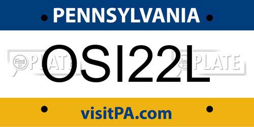 OSI22L Pennsylvania License Plate