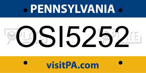 OSI5252 Pennsylvania License Plate