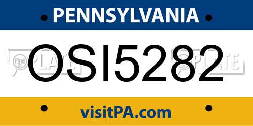 OSI5282 Pennsylvania License Plate