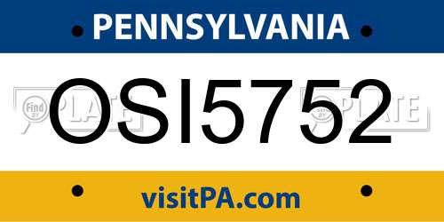 OSI5752 Pennsylvania License Plate