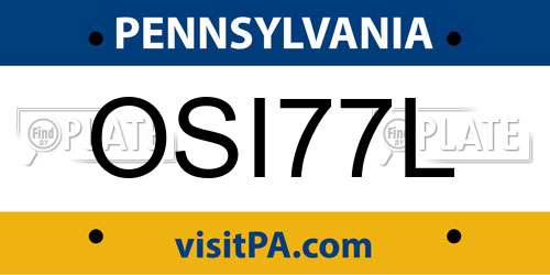 OSI77L Pennsylvania License Plate