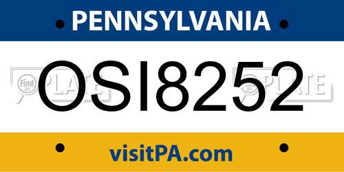 OSI8252 Pennsylvania License Plate