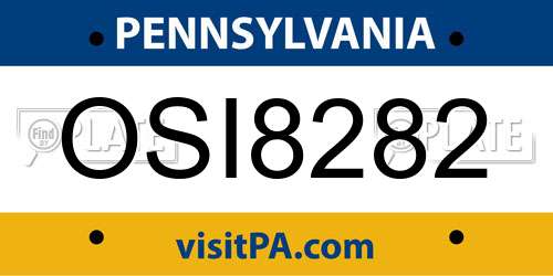 OSI8282 Pennsylvania License Plate