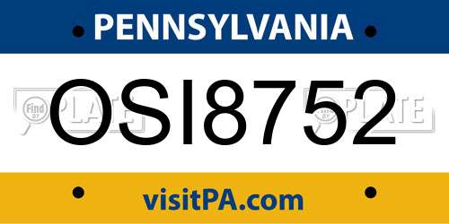 OSI8752 Pennsylvania License Plate