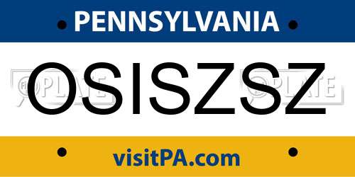 OSISZSZ Pennsylvania License Plate