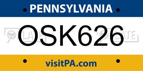 OSK626 Pennsylvania License Plate