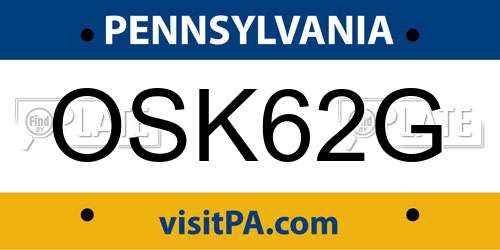 OSK62G Pennsylvania License Plate