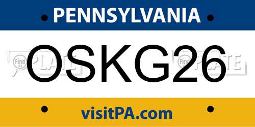 OSKG26 Pennsylvania License Plate