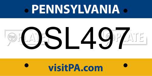 OSL497 Pennsylvania License Plate