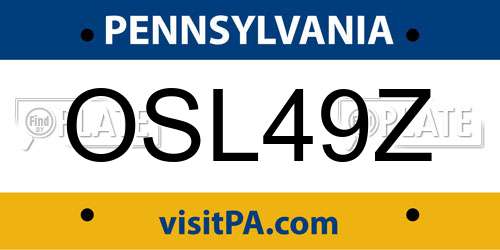 OSL49Z Pennsylvania License Plate
