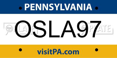 OSLA97 Pennsylvania License Plate