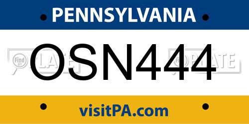 OSN444 Pennsylvania License Plate