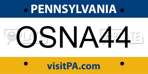 OSNA44 Pennsylvania License Plate